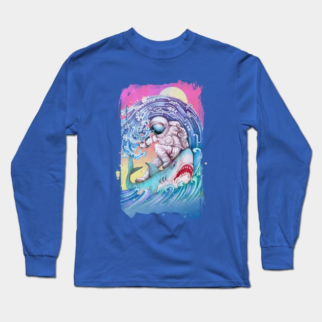 Shark Surfer Long Sleeve T-Shirt by Villainmazk
